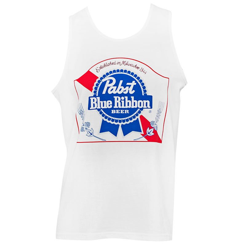 Pabst Blue Ribbon Men's White Beer Logo Tank Top Pabst Blue Ribbon Men's White Beer Logo Tank Top