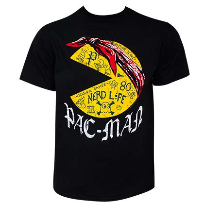 Pac-Man Tattoos Nerd Life Men's Black T-Shirt