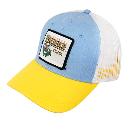 Pacifico Flat Bill Yellow And Blue Snapback Hat