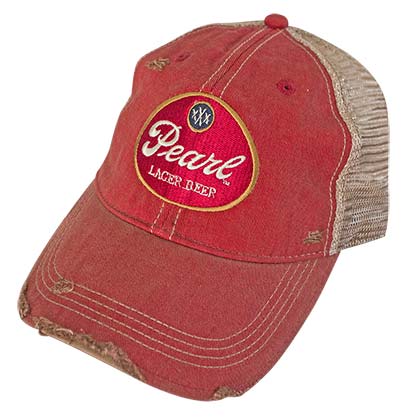 Pearl Lager Retro Brand Distressed Orange Men's Trucker Hat