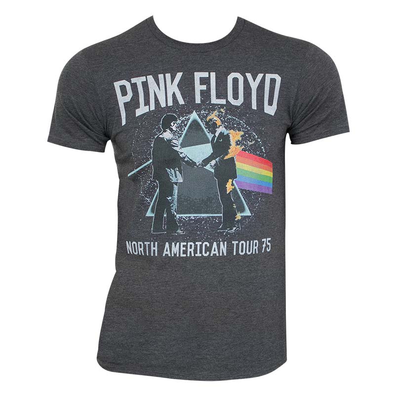 Pink Floyd Men's Heather Gray American Tour 1975 T-Shirt Pink Floyd Men's Heather Gray American Tour 1975 T-Shirt