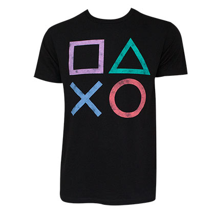 Playstation Controller Button Logo Black Tee Shirt