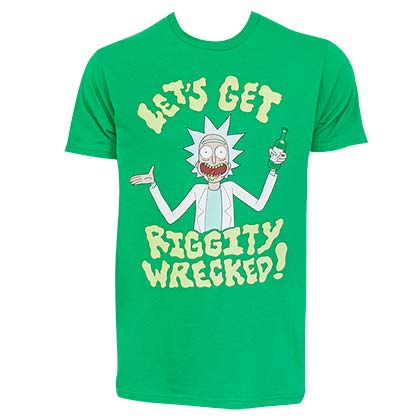 Rick And Morty St. Patrick's Day Let's Get Riggity Wrecked Green Tee Shirt