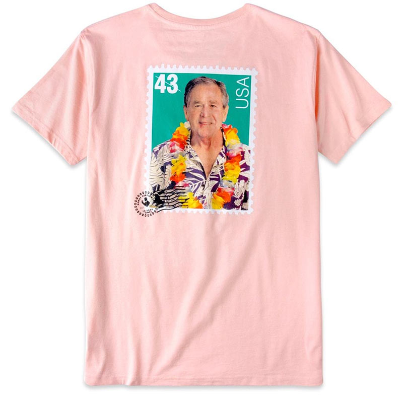 Rowdy Gentleman Men's Pink George W. Bush Stamp T-Shirt Rowdy Gentleman Men's Pink George W. Bush Stamp T-Shirt
