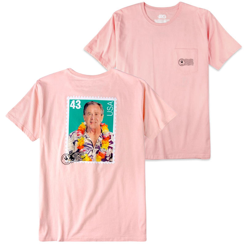 Rowdy Gentleman Men's Pink George W. Bush Stamp T-Shirt Rowdy Gentleman Men's Pink George W. Bush Stamp T-Shirt