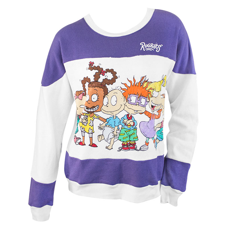 Rugrats Purple & White Ladies Striped Crewneck Sweatshirt Rugrats Purple & White Ladies Striped Crewneck Sweatshirt