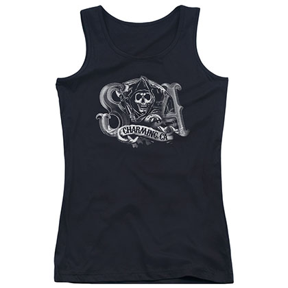 Sons Of Anarchy Charming CA Black Juniors Tank Top