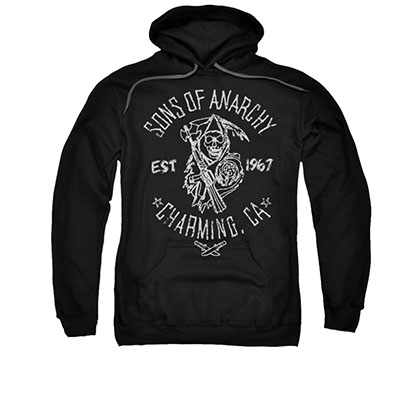 Sons Of Anarchy Fabric Print Black Pullover Hoodie
