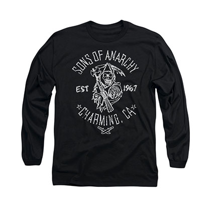 Sons Of Anarchy Fabric Print Black Long Sleeve T-Shirt