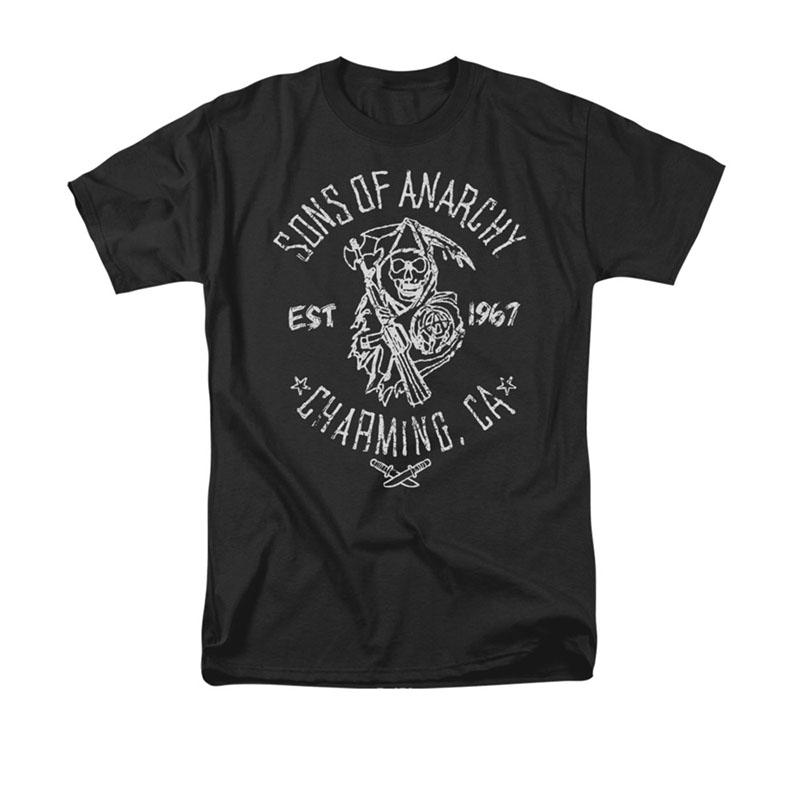 Sons Of Anarchy Fabric Print Black T-Shirt