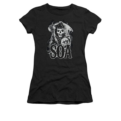 Sons Of Anarchy Smoky Reaper Black Juniors T-Shirt