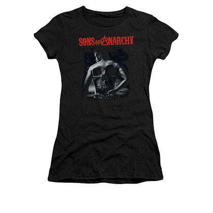 Sons Of Anarchy Back Skull Black Juniors T-Shirt