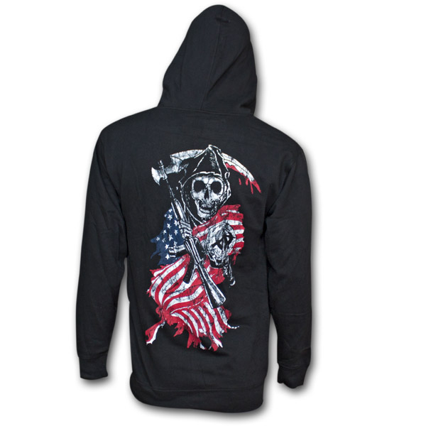 Reaper American Flag Zip-up Hoodie | TeesForAll.com