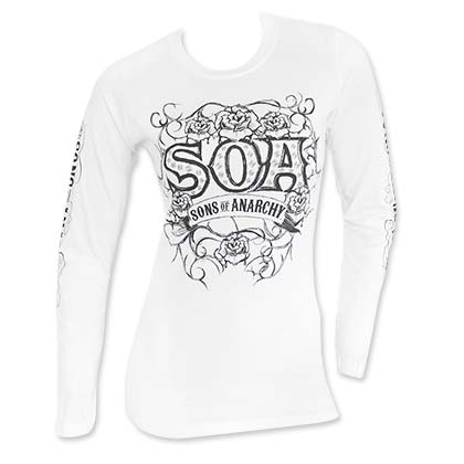Sons Of Anarchy Tribal Long Sleeve Ladies White Tee Shirt