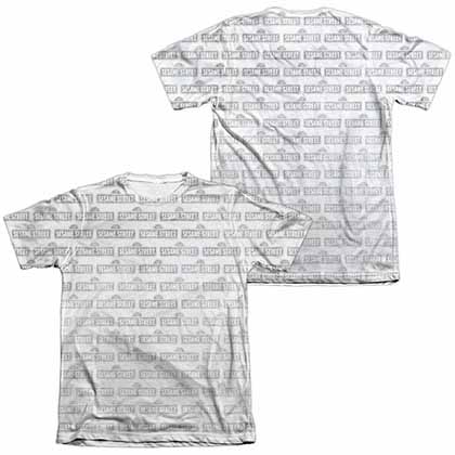 Sesame Street BW Pattern  White 2-Sided Sublimation T-Shirt