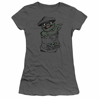 Sesame Street Early Grouch Gray Juniors T-Shirt