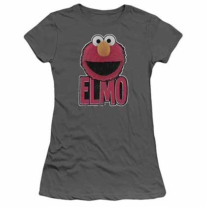 Sesame Street Elmo Smile Gray Juniors T-Shirt