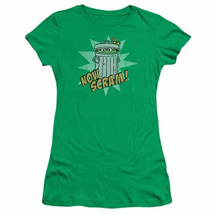 Sesame Street Now Scram Green Juniors T-Shirt