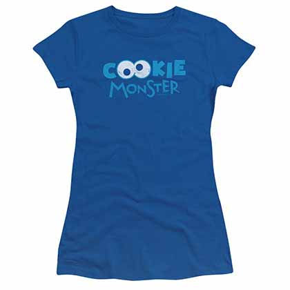 Sesame Street Cookie Eyes Blue Juniors T-Shirt