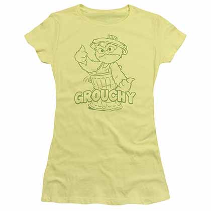 Sesame Street Grouchy Yellow Juniors T-Shirt