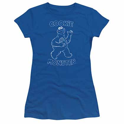 Sesame Street Simple Cookie Blue Juniors T-Shirt