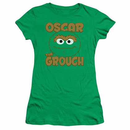 Sesame Street Oscar Sandwich Green Juniors T-Shirt
