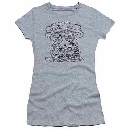 Sesame Street Simple Street Gray Juniors T-Shirt