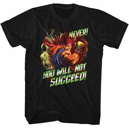 Street Fighter Never Succeed Black T-Shirt