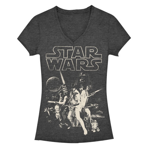 Star Wars Poster Charcoal Heather Juniors T-Shirt