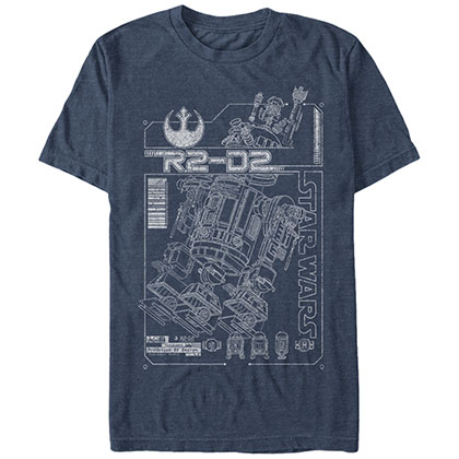 Star Wars R2 Schematic Blue T-Shirt