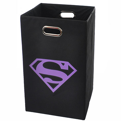  Superman Logo Purple Black Folding Laundry Basket 