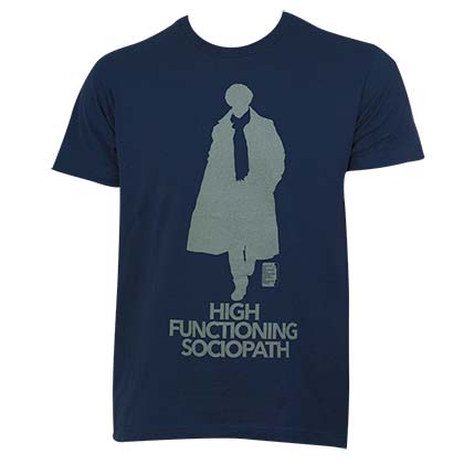Sherlock Holmes Navy Blue Sociopath Tee Shirt