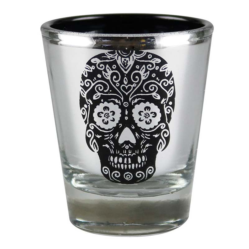 Day Of The Head Sugar Skull Metallic Shot Glass