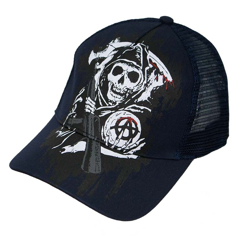 Sons Of Anarchy Navy Blue Fear The Reaper Mesh Trucker Hat Sons Of Anarchy Navy Blue Fear The Reaper Mesh Trucker Hat