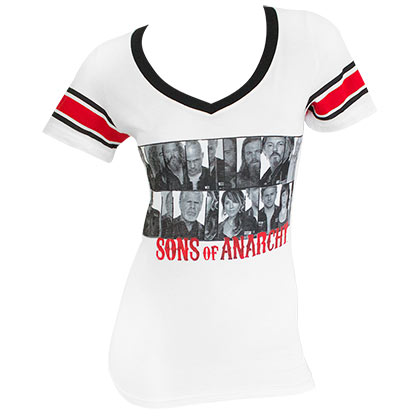 Sons Of Anarchy Group Photo Women's Striped Sleeve Tee Shirt