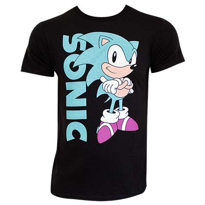 Sonic The Hedgehog Neon Logo Black Tee Shirt