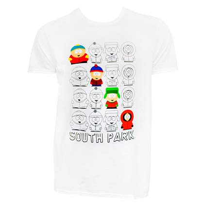 South Park Character Outline White Tee Shirt