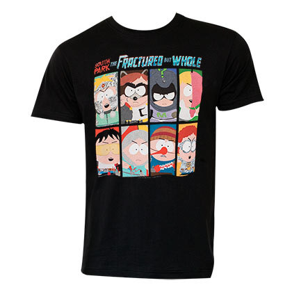 South Park Fractured But Whole Character Panel Black Tee Shirt