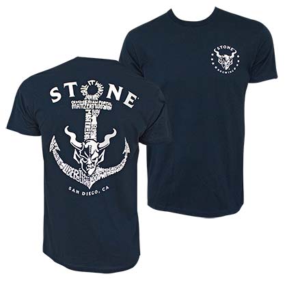 Stone Brewing Liberty Station Navy Blue Anchor Tee Shirt