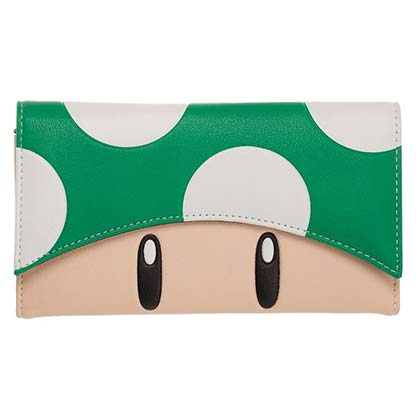 Super Mario Bros. Green Mushroom Flap PU Wallet