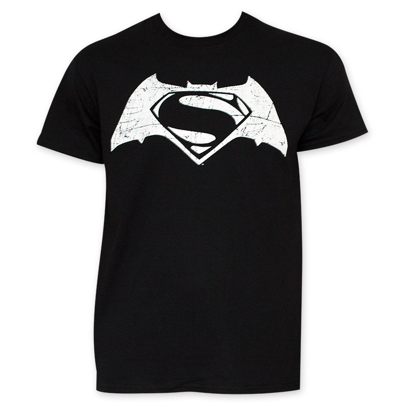Batman v Superman Men's Black And White Movie Logo T-Shirt Batman v Superman Men's Black And White Movie Logo T-Shirt