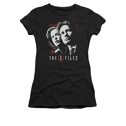 X-Files Juniors Black Mulder And Scully Tee Shirt