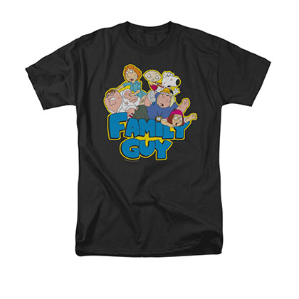 Family Guy Men's Black Family Fight Tee Shirt