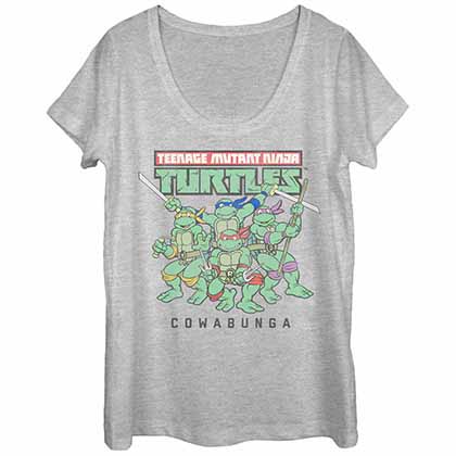 Teenage Mutant Ninja Turtles Cowabunga Fade Gray Juniors T-Shirt