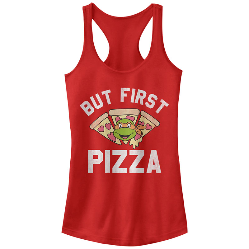 Teenage Mutant Ninja Turtles Pizza First Red Juniors Tank Top Teenage Mutant Ninja Turtles Pizza First Red Juniors Tank Top