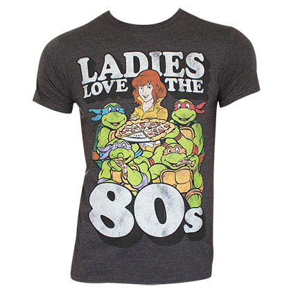 Teenage Mutant Ninja Turtles Ladies Loves The 80's Grey Tee Shirt
