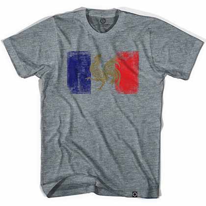 France Flag Vintage Soccer Gray T-Shirt