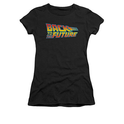 Back To The Future Juniors Black Movie Logo Tee Shirt