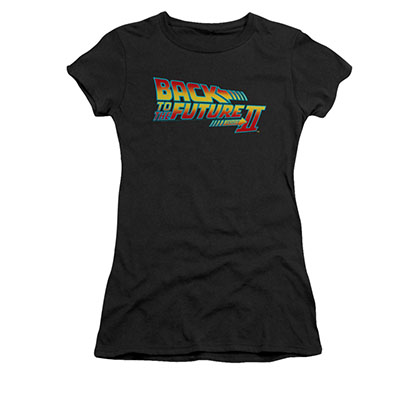 Back To The Future II Juniors Black Movie Logo Tee Shirt