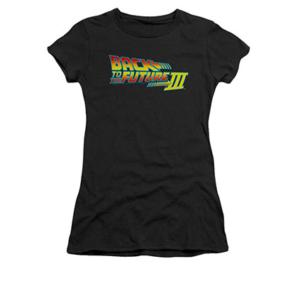 Back To The Future III Movie Logo Black Juniors Tee Shirt